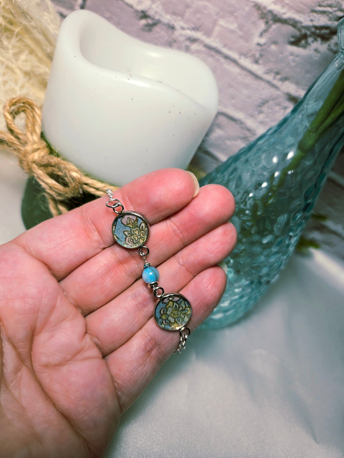 Handmade Boho Chic Floral Art Bracelet