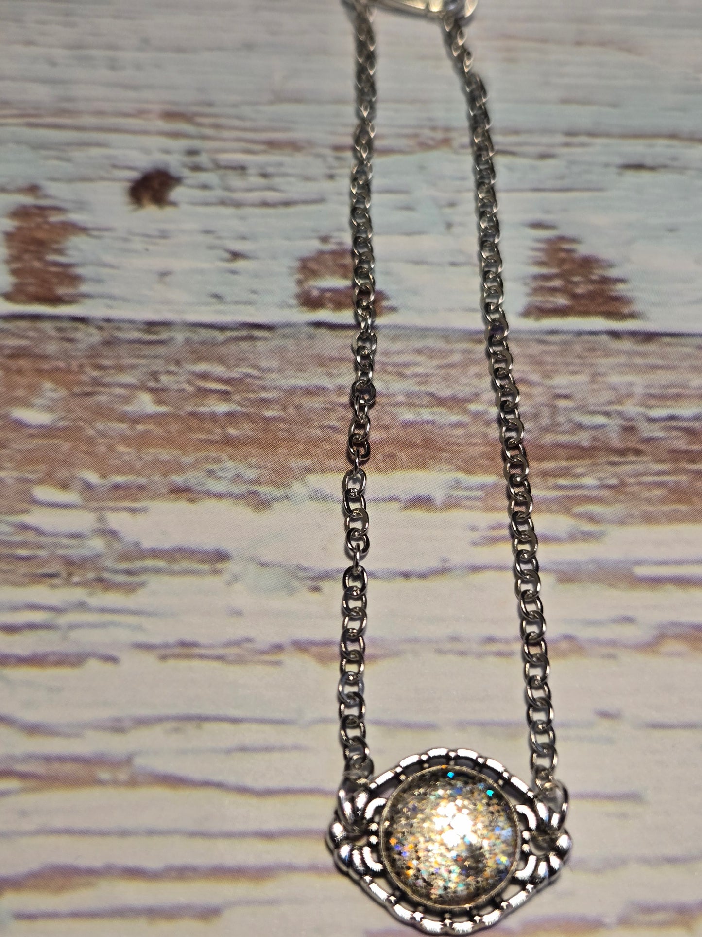 Silver Druzy Bracelet – Sparkling Round Bracelet with Adjustable Chain – Elegant Minimalist Jewelry