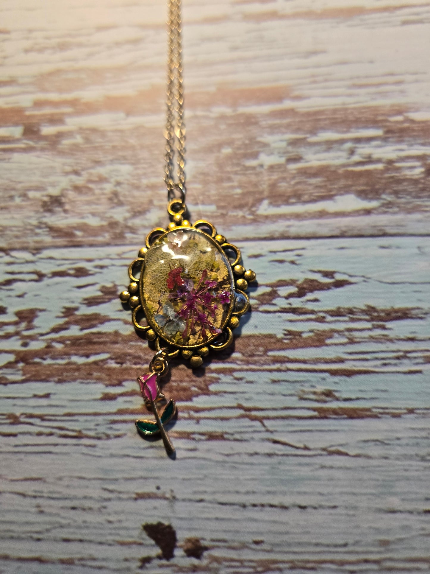 Pink Blossom Necklace • Vintage Cameo Pendant • Romantic Floral Jewelry