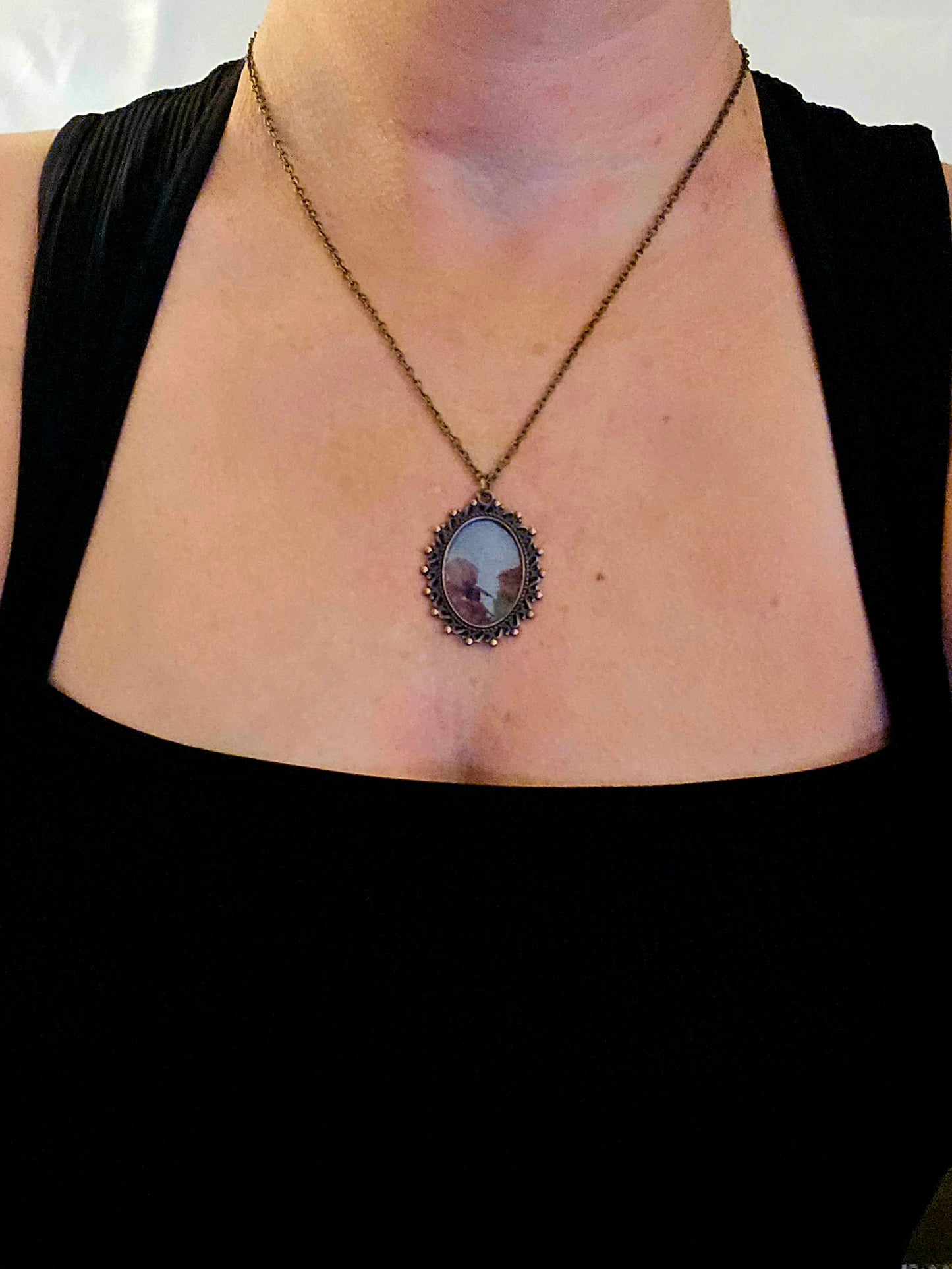 Vintage Floral Pendant Necklace: Antique Bronze Botanical Jewelry