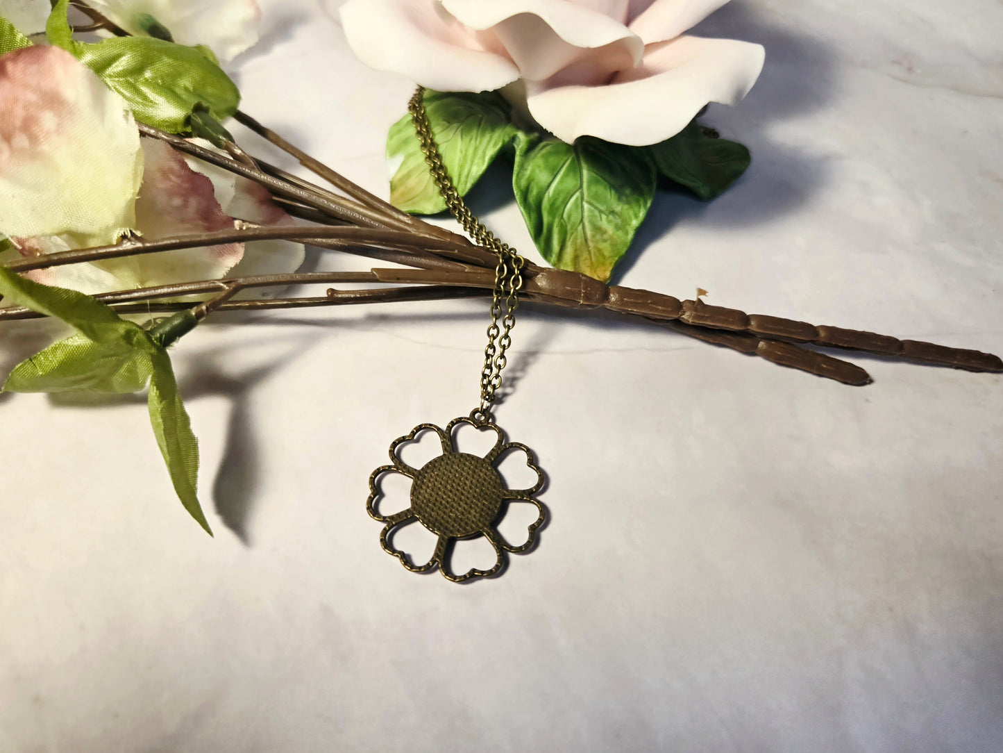 Bronze and Pink Petal Floral Pendant
