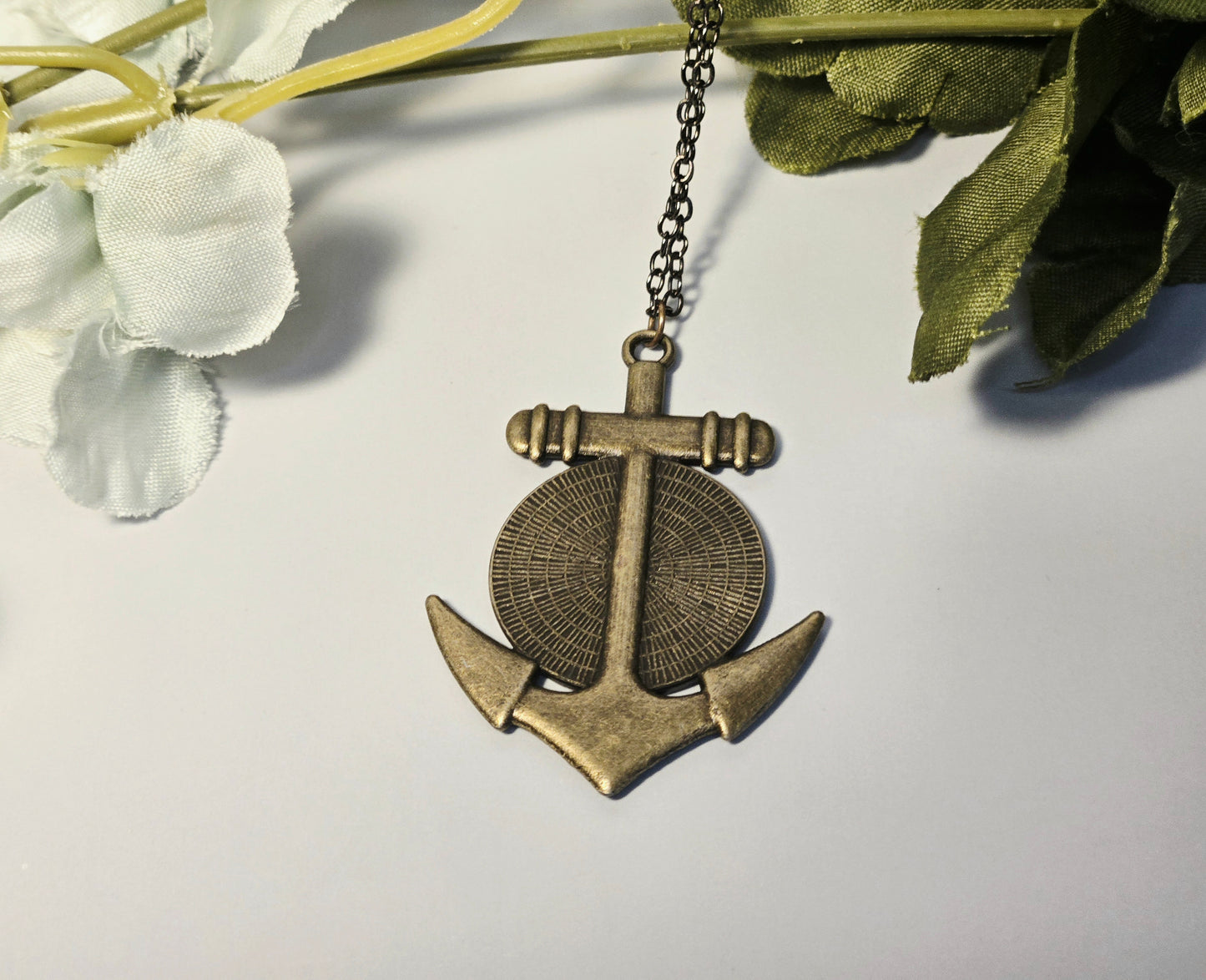 Nautical Anchor Necklace: Vintage Map Pendant, Coastal Jewelry