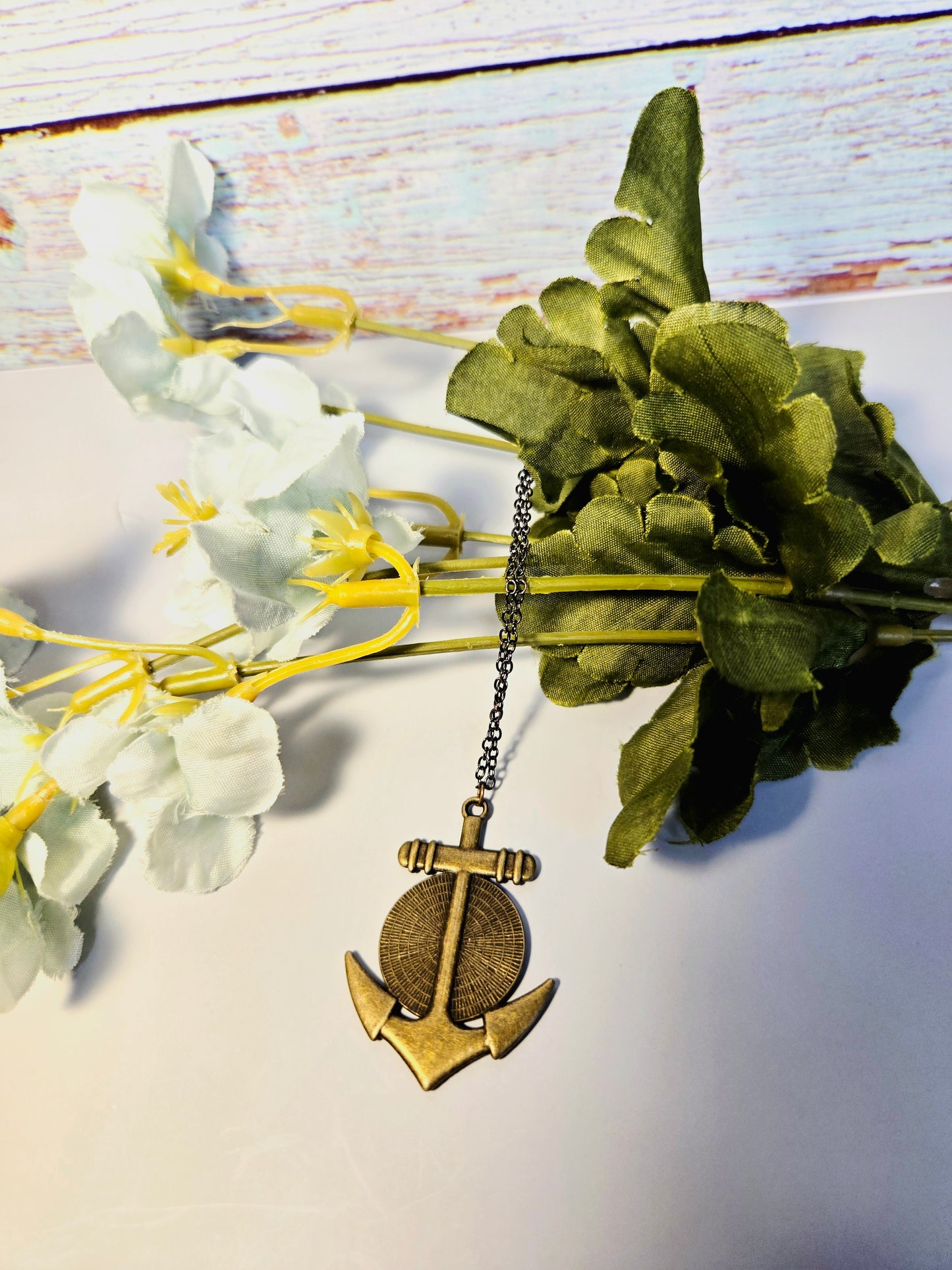 Nautical Anchor Necklace: Vintage Map Pendant, Coastal Jewelry
