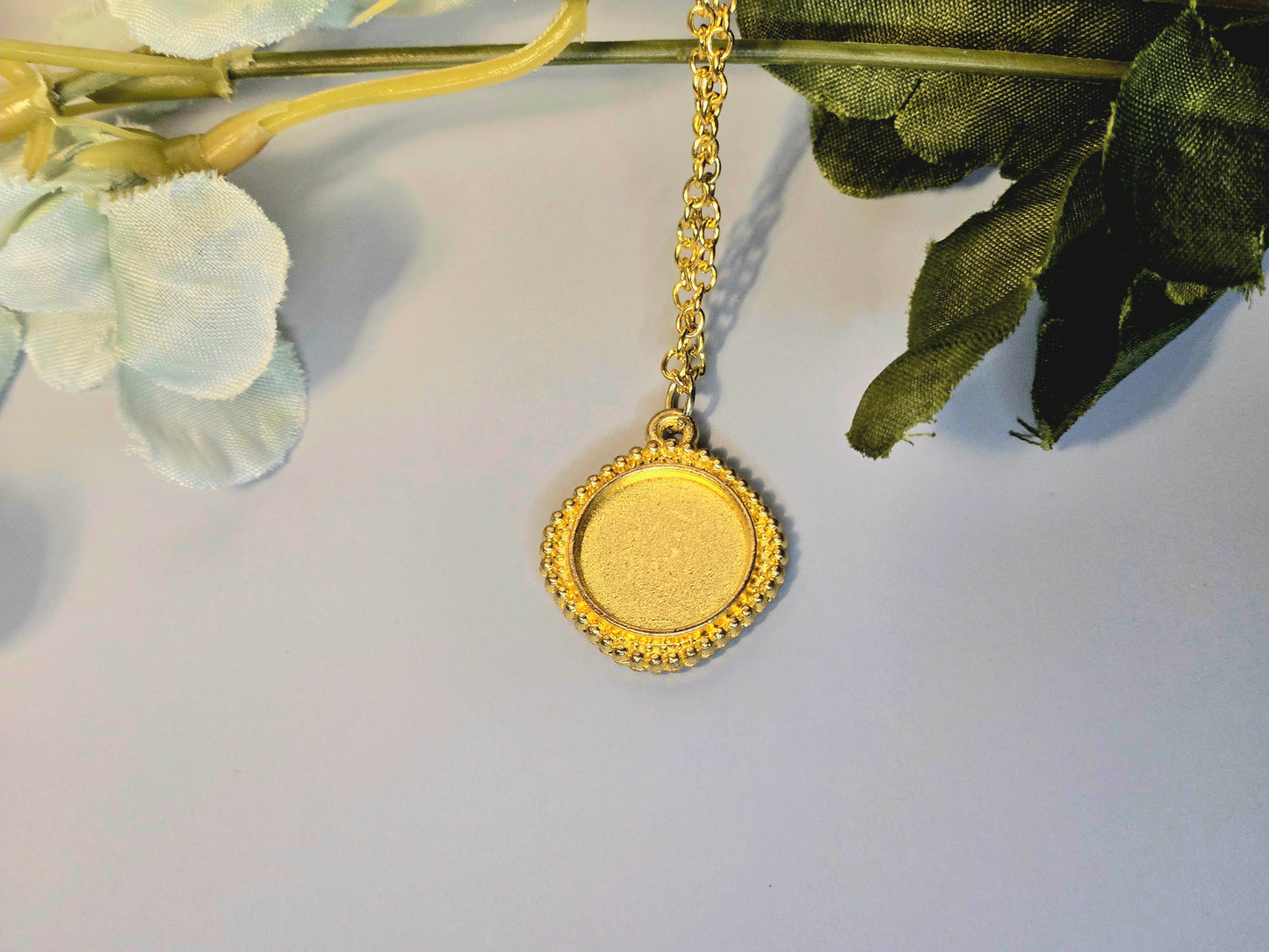 Handmade Spiritual Pendant with Gold Frame | Glitter Resin Charm Necklace Goddess Jewelry