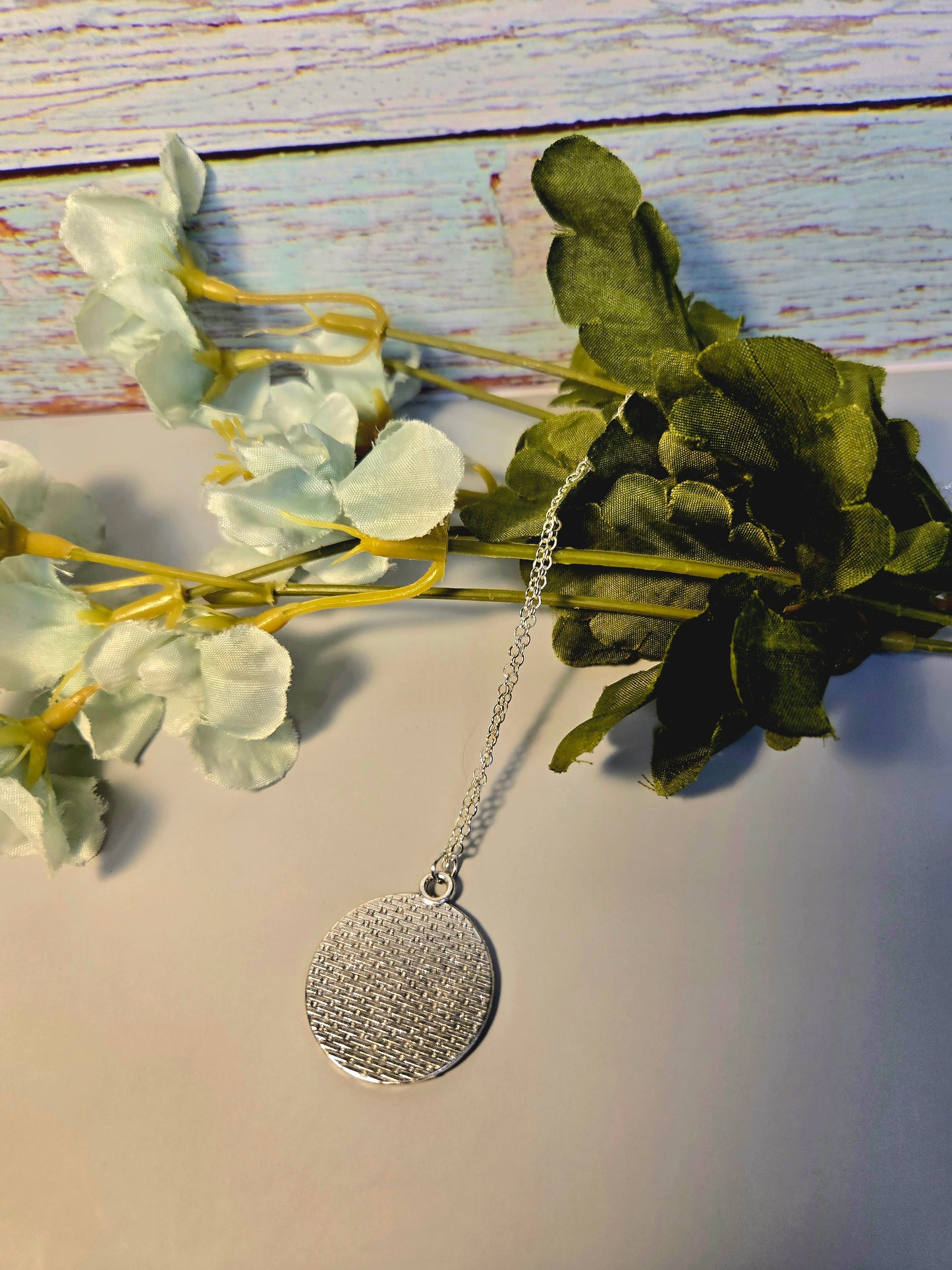 Vintage Rose Pendant Necklace: Antique Silver Script Jewelry