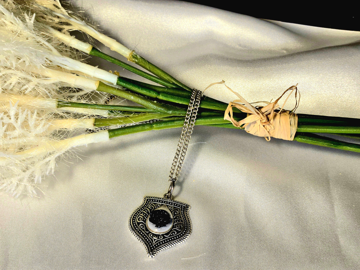 Black Rose Necklace • Gothic Shield Pendant • Dark Romantic Jewelry