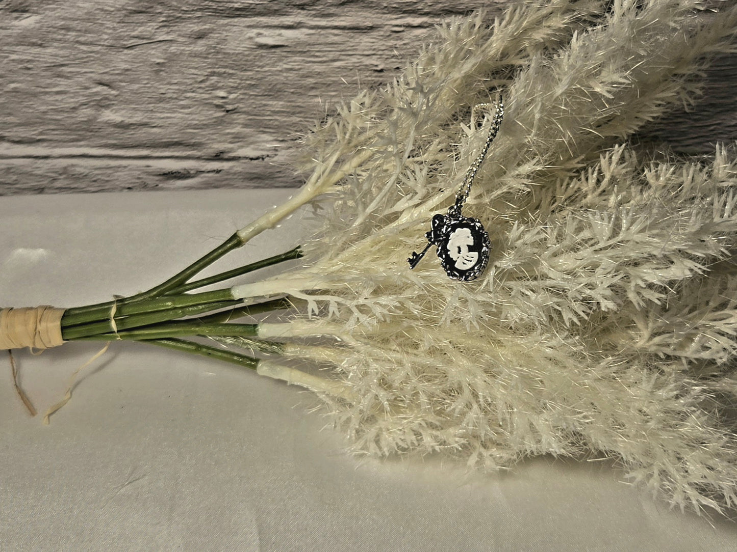 Vintage Cameo Necklace with Key • Gothic Victorian Jewelry • Antique-Style Pendant