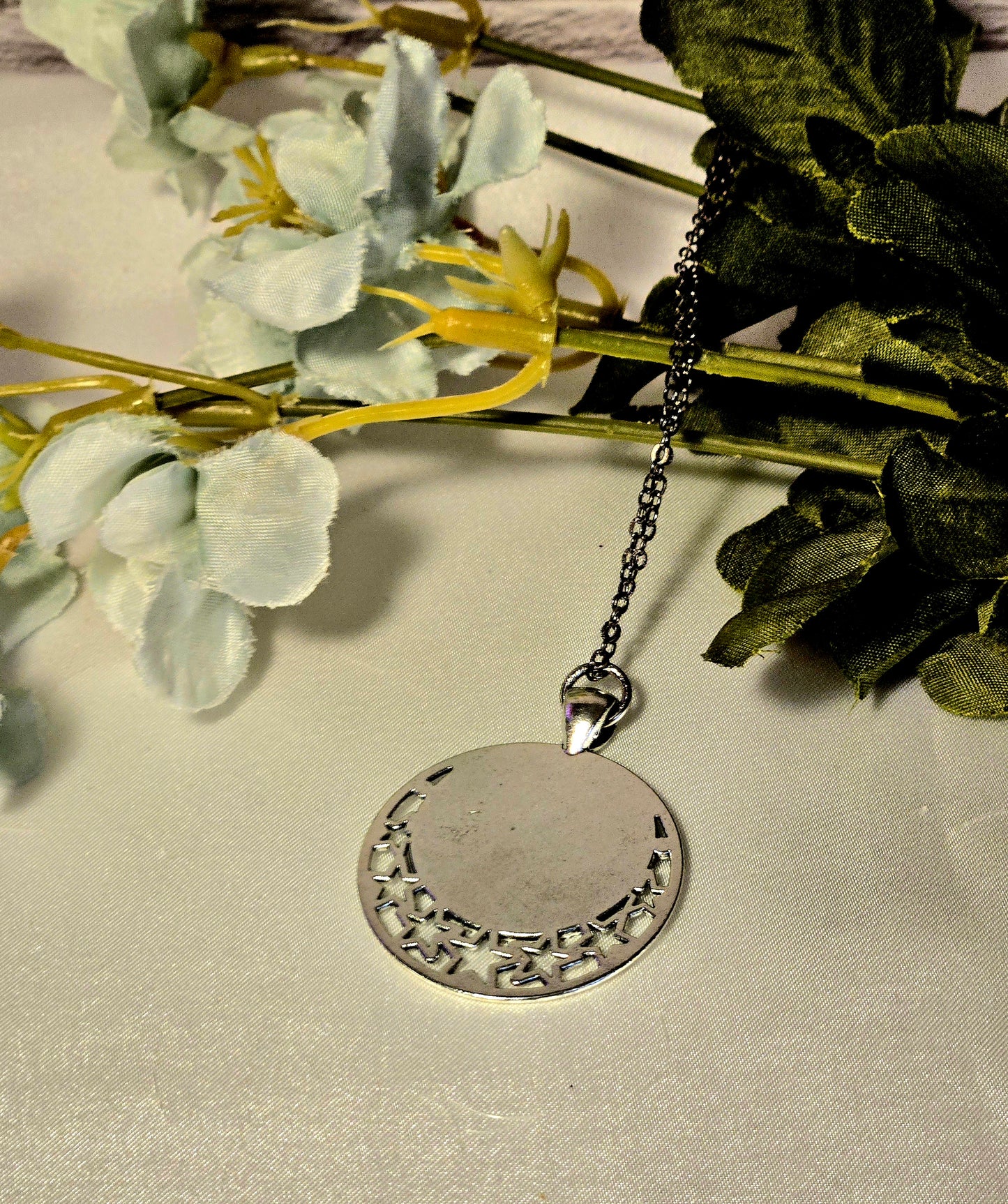 Celestial Silver Star Necklace – Handmade Glitter Moon Pendant
