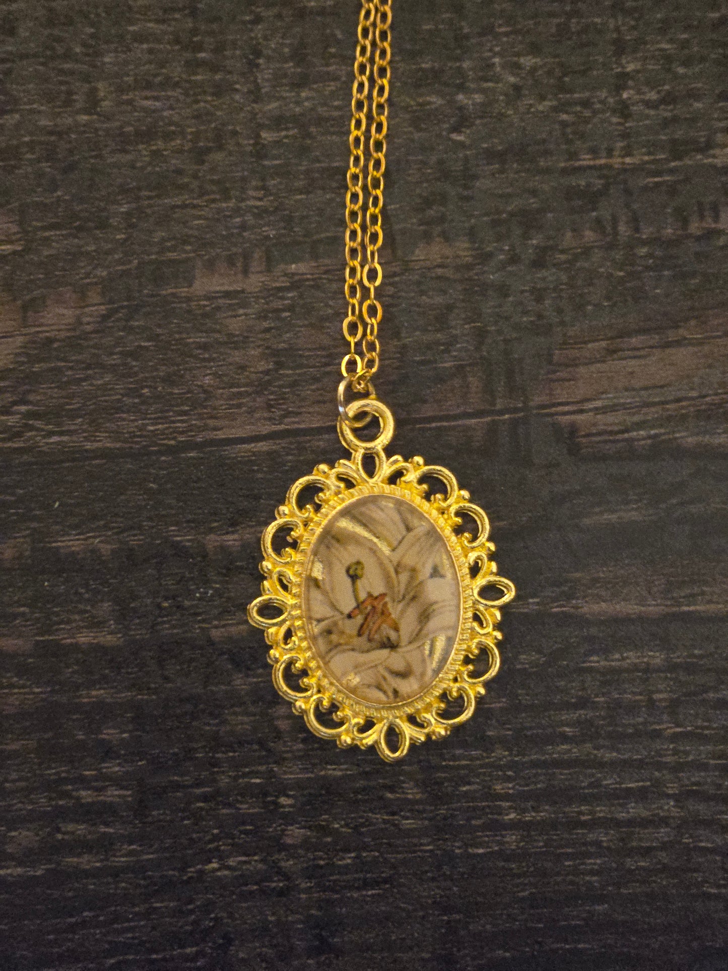 Vintage Gold Cameo Necklace • Antique Victorian Style Pendant • Handmade Resin Art Jewelry