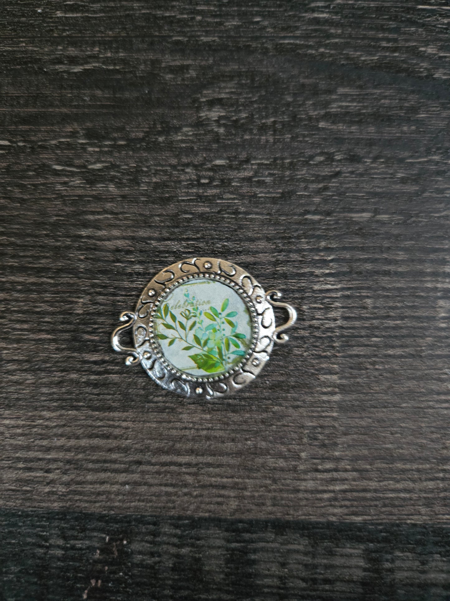 Vintage Style Botanical Glass Pendant Necklace – Silver Ornate Frame