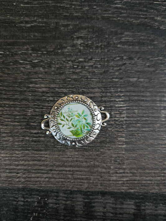 Vintage Style Botanical Glass Pendant Necklace – Silver Ornate Frame