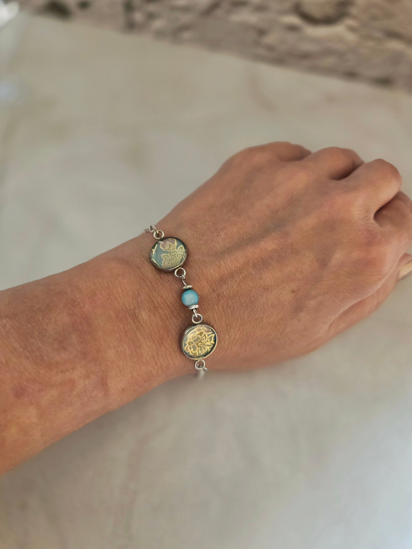 Handmade Boho Chic Floral Art Bracelet