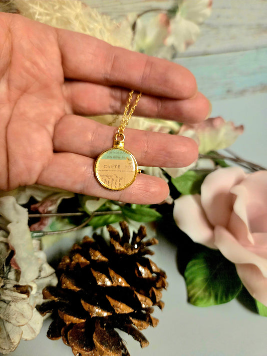 Vintage Inspired Postcard Pendant Necklace