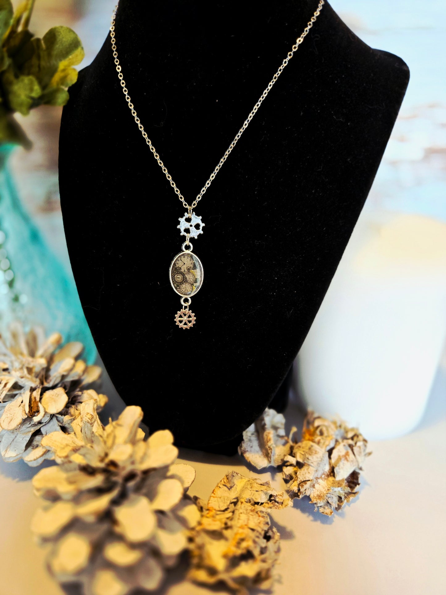 Steampunk Clockwork Pendant Necklace: Gothic Gear Charm Jewelry