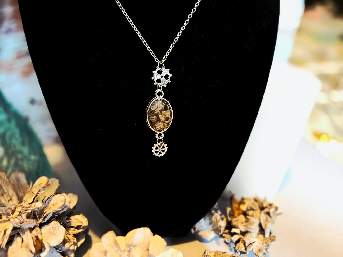 Steampunk Clockwork Pendant Necklace: Gothic Gear Charm Jewelry