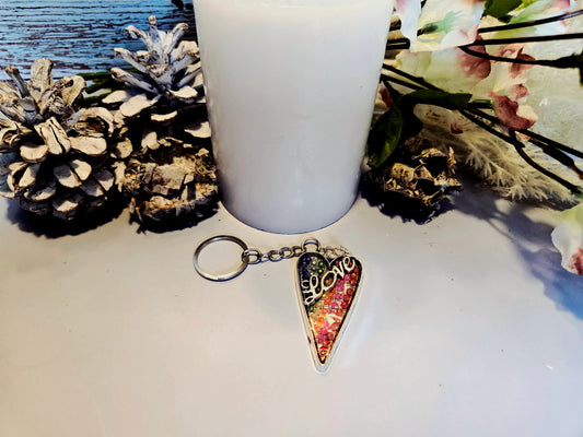 Rainbow Heart Keychain - Handmade