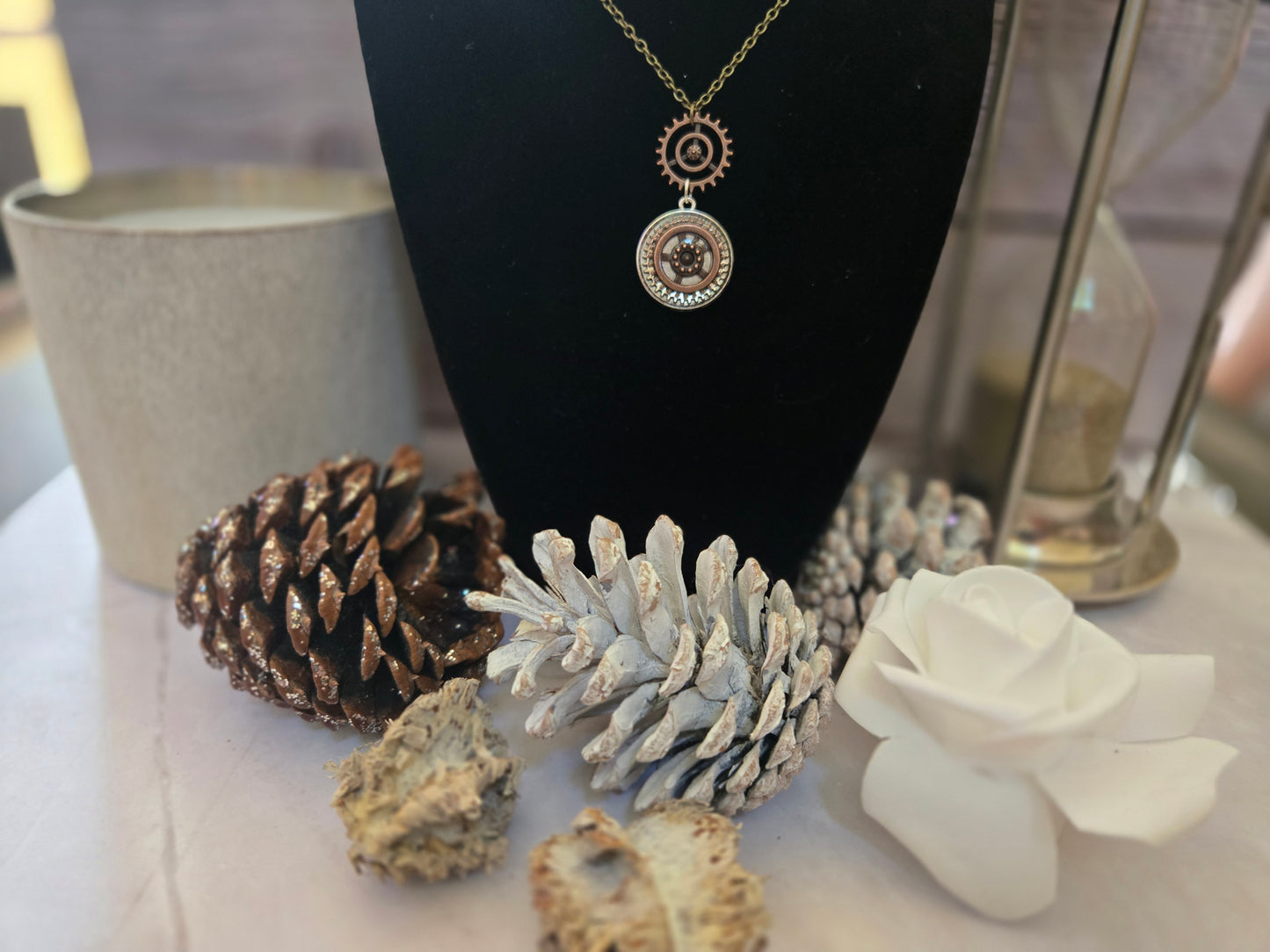 Steampunk Gear Pendant Necklace – Industrial Gear Jewelry, Vintage Clockwork Statement Necklace