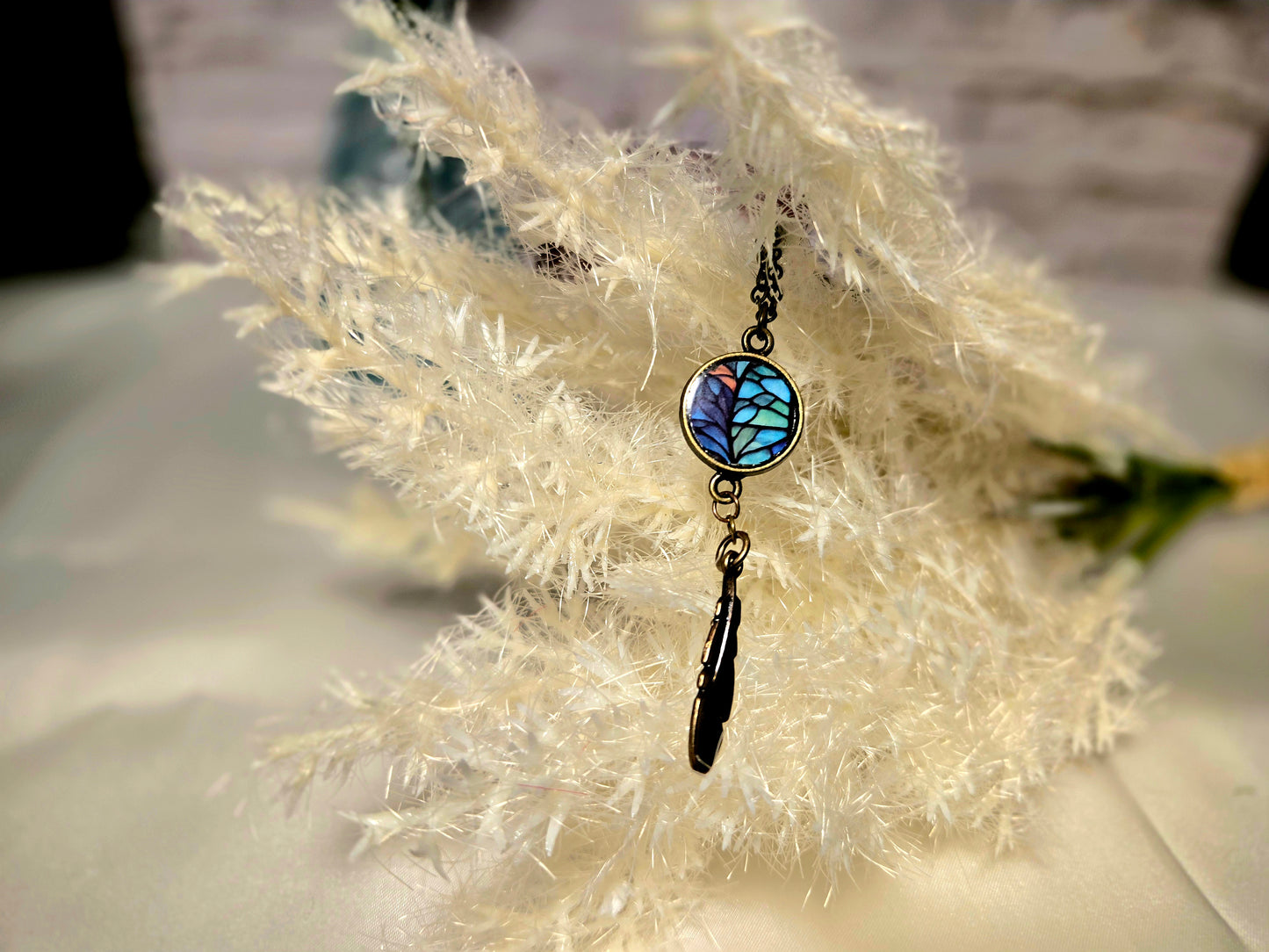 Stained Glass Leaf Pendant