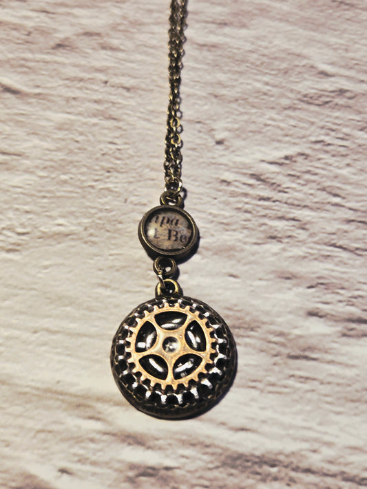 Steampunk Gear Pendant Necklace: Bronze & Silver Clockwork Jewelry