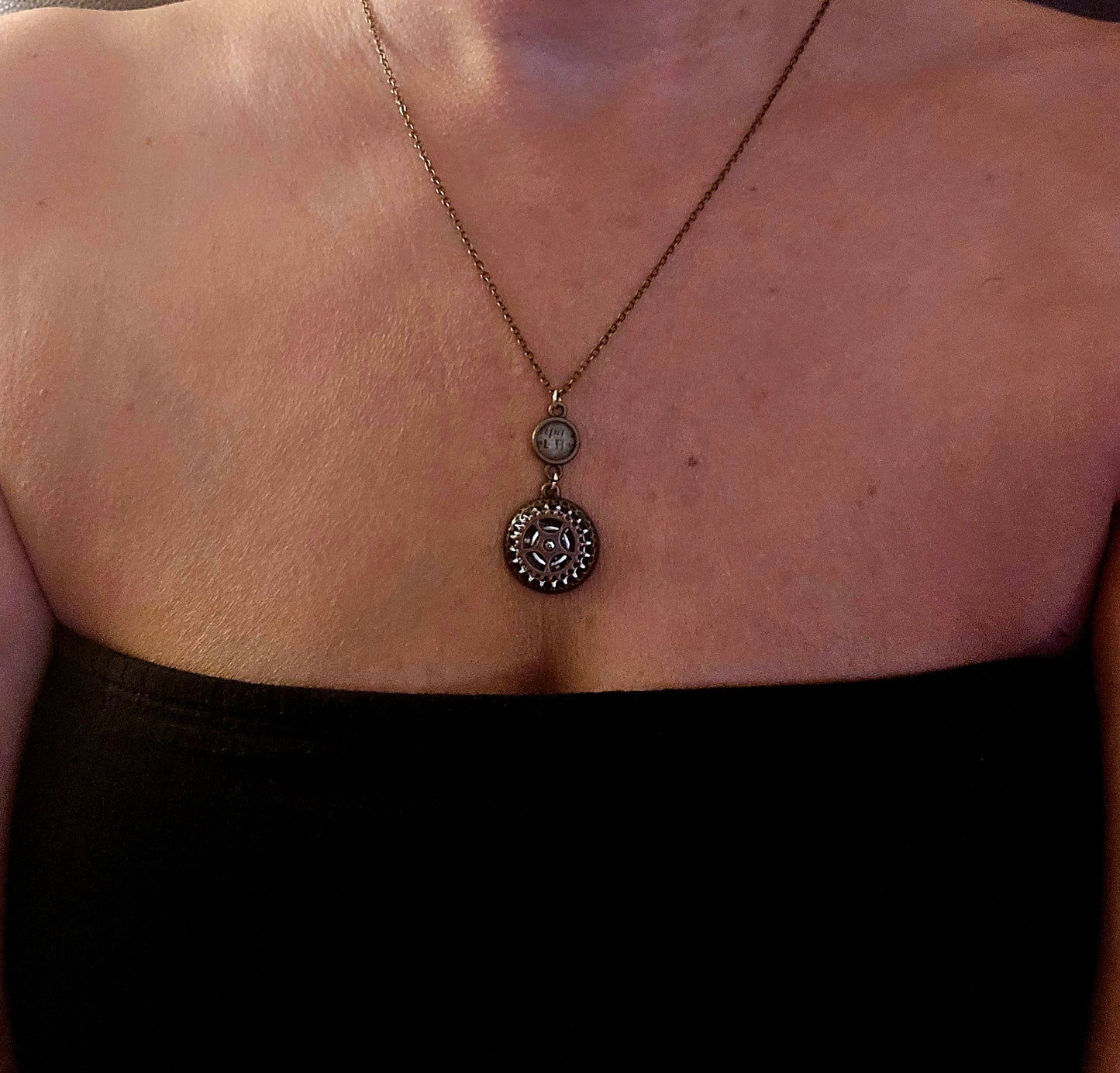 Steampunk Gear Pendant Necklace: Bronze & Silver Clockwork Jewelry