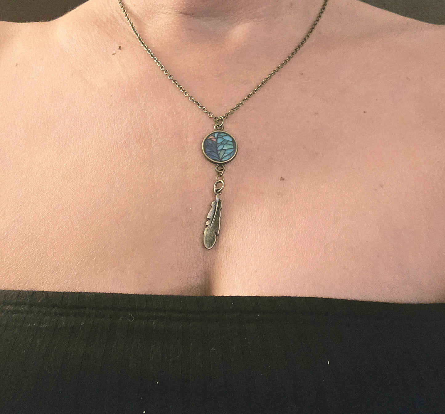 Stained Glass Leaf Pendant
