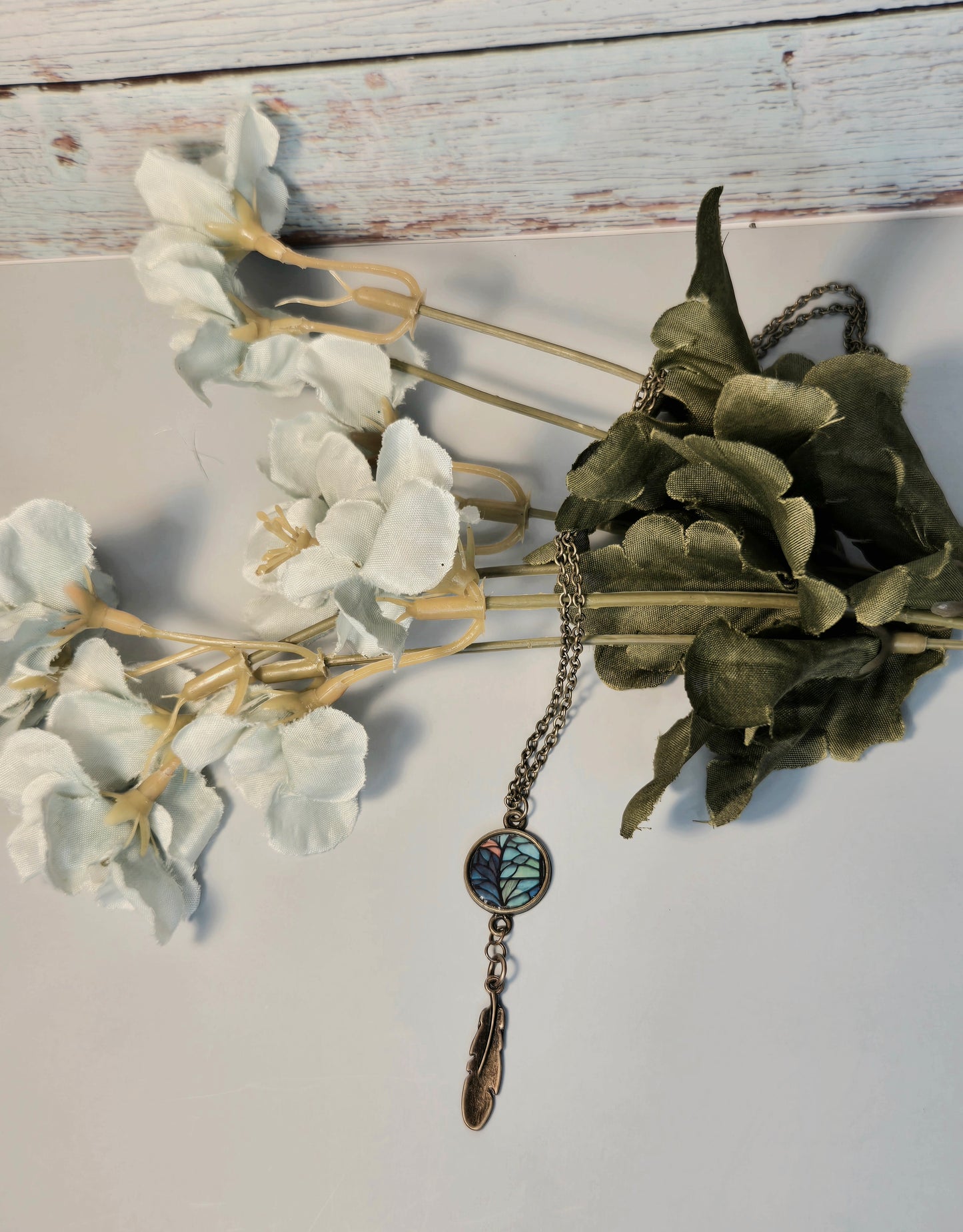 Stained Glass Leaf Pendant