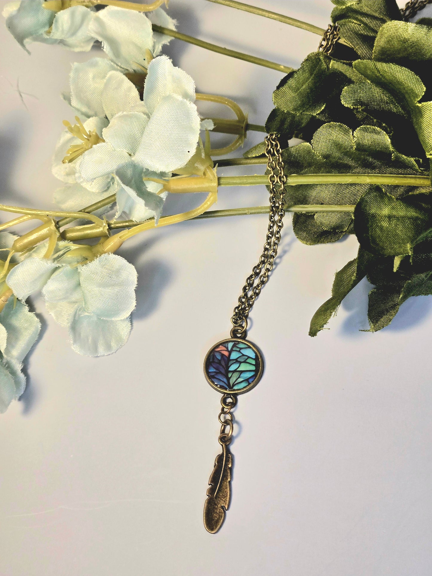 Stained Glass Leaf Pendant