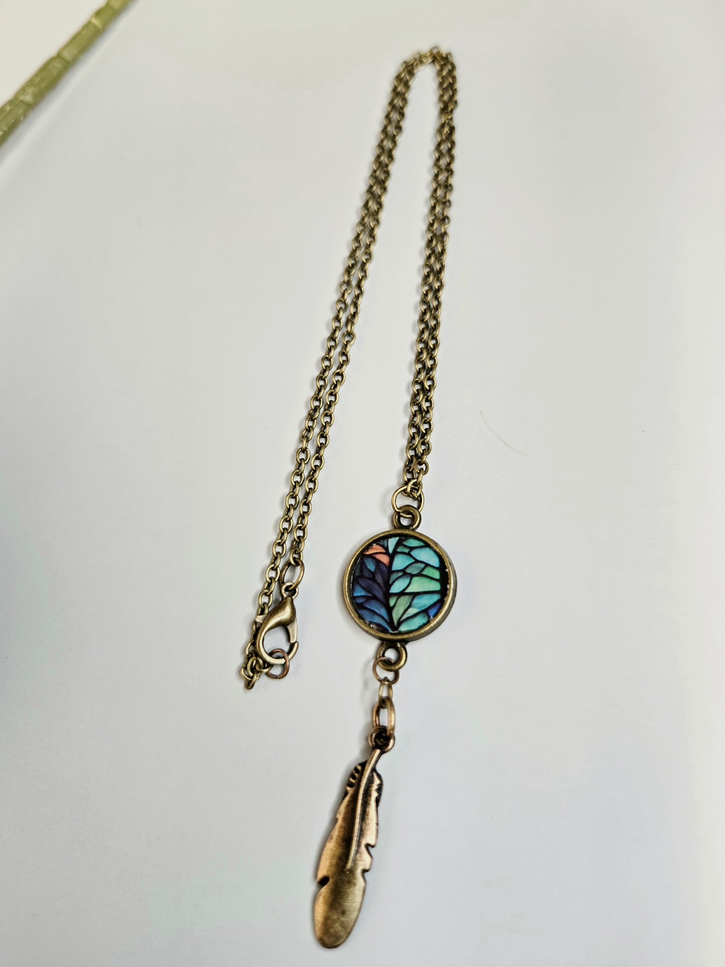 Stained Glass Leaf Pendant