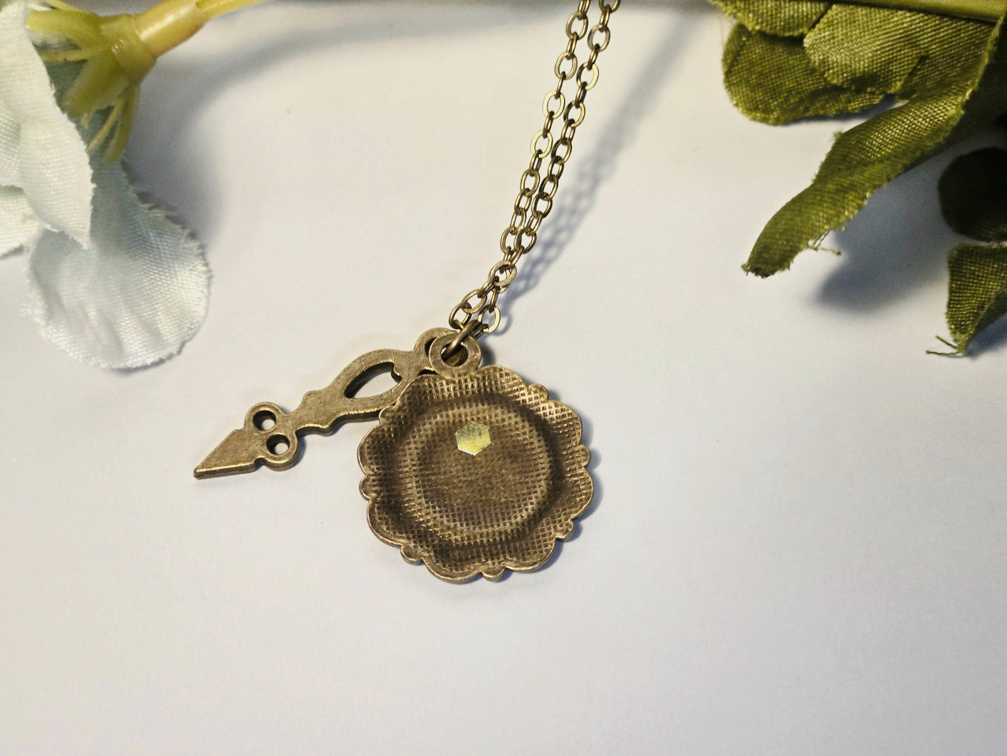 Steampunk Owl Pendant Necklace – Vintage Bronze with Clock Hand Charm