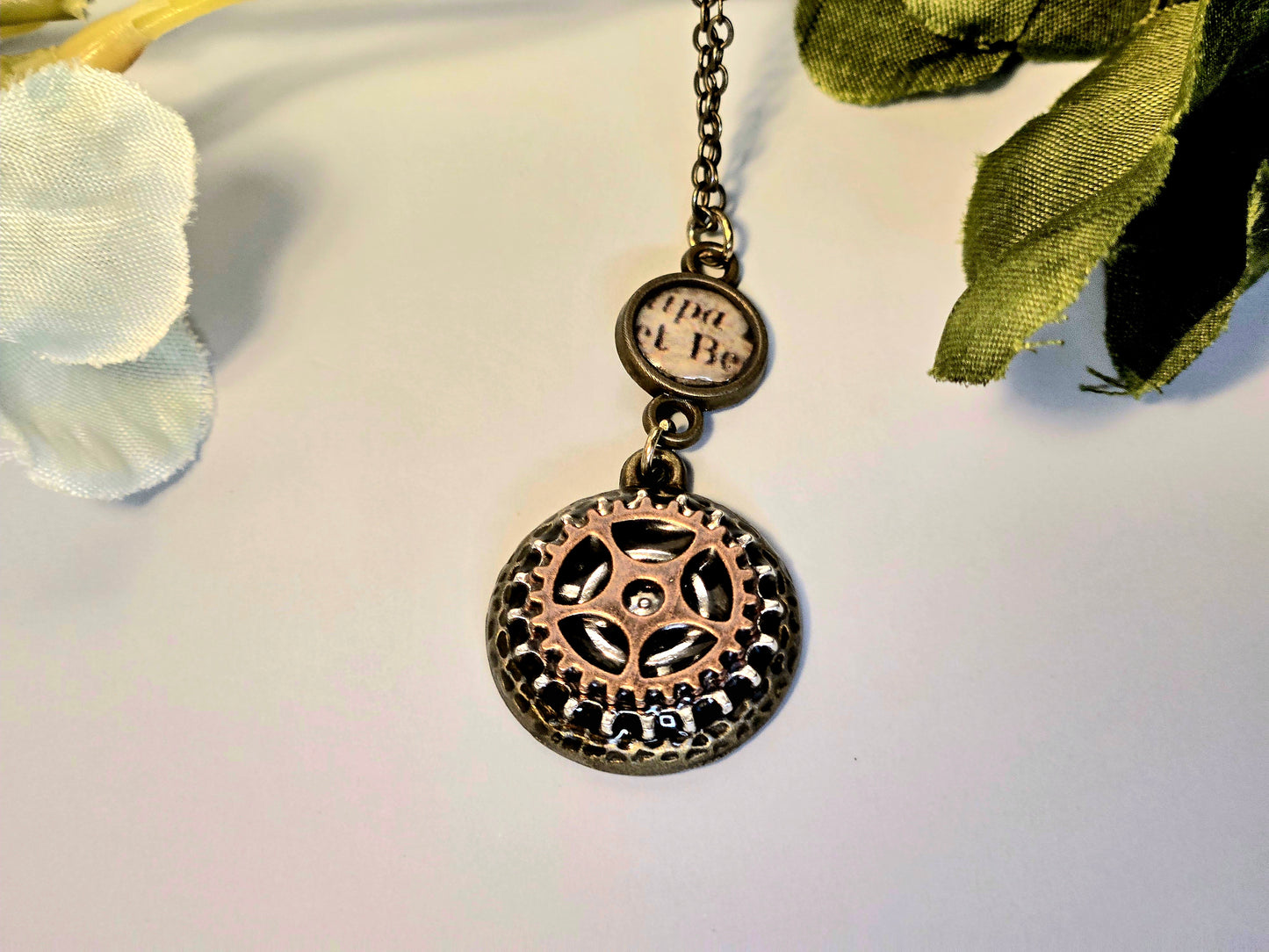 Steampunk Gear Pendant Necklace: Bronze & Silver Clockwork Jewelry