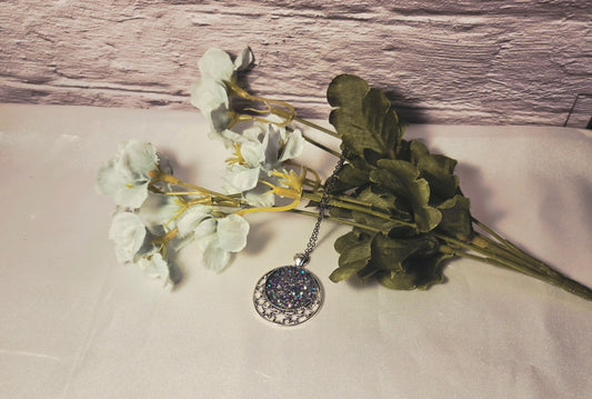 Celestial Silver Star Necklace – Handmade Glitter Moon Pendant