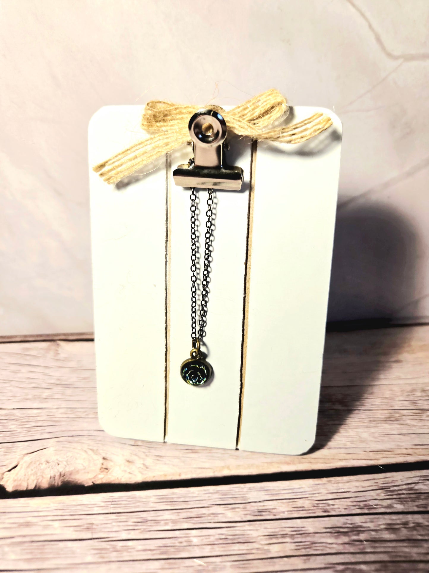 Blue Rose Charm Bracelet – Black Chain Vintage Style Bracelet with Gold Accents | Dainty Floral Jewelry Gift for Her