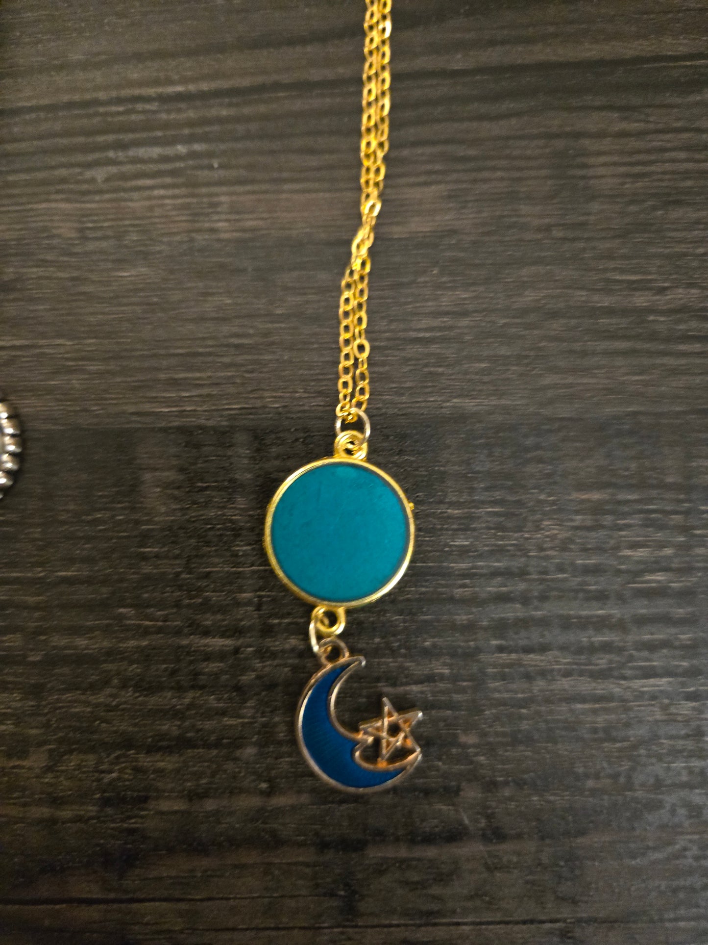 Turquoise Moon & Star Pendant Necklace • Gold Celestial Charm Jewelry • Boho Spiritual Crescent Moon Necklace