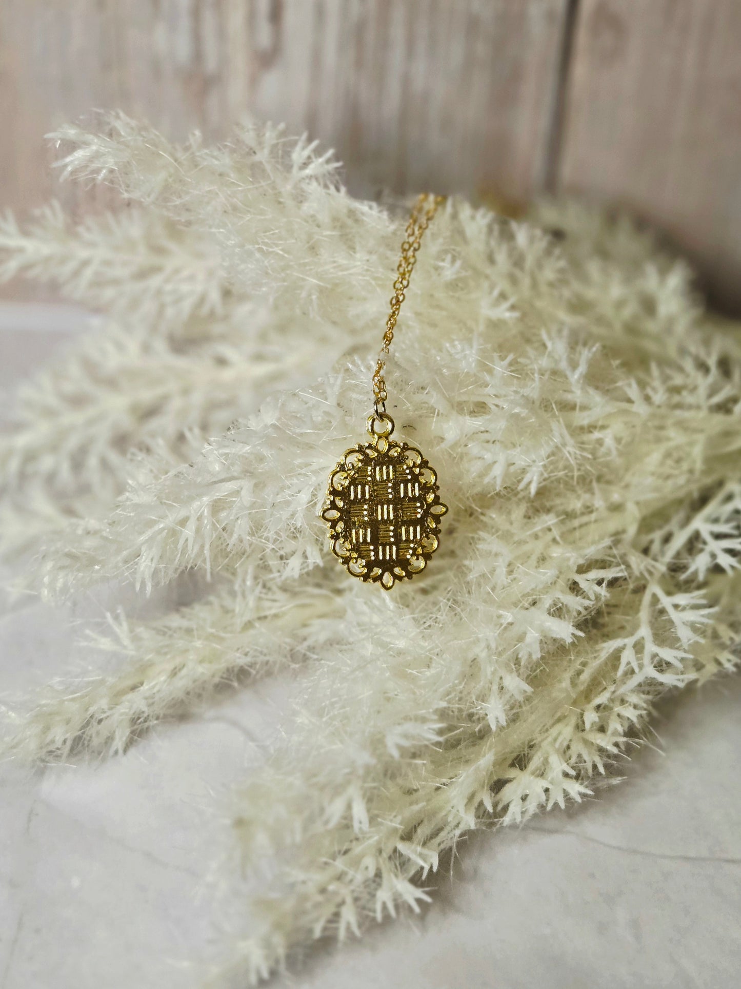 Vintage Gold Cameo Necklace • Antique Victorian Style Pendant • Handmade Resin Art Jewelry