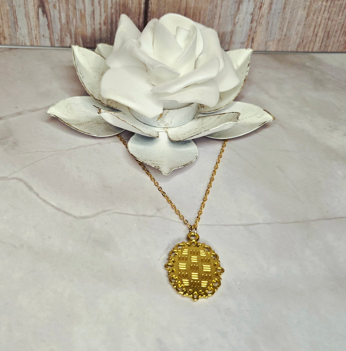 Vintage Gold Cameo Necklace • Antique Victorian Style Pendant • Handmade Resin Art Jewelry