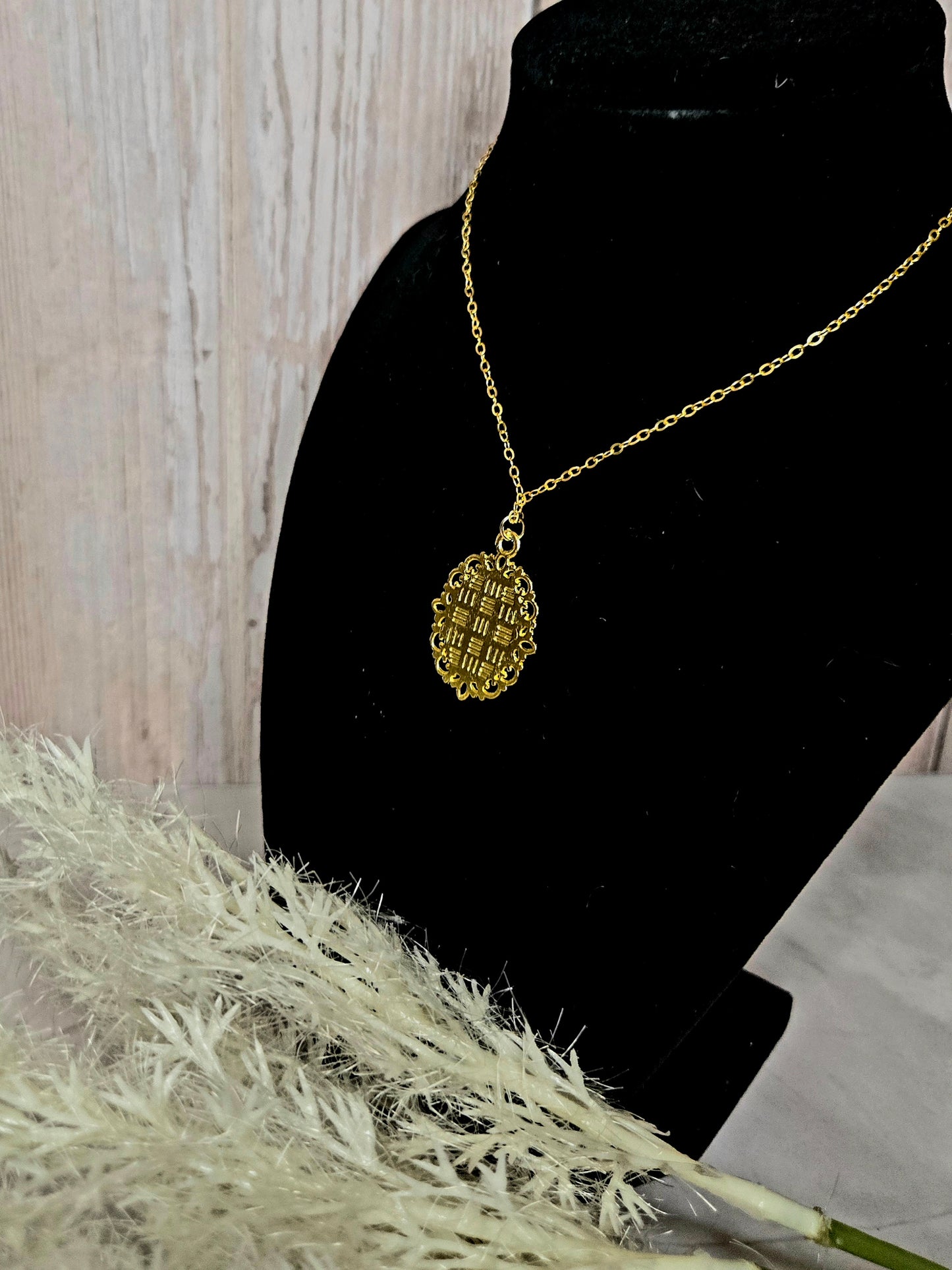 Vintage Gold Cameo Necklace • Antique Victorian Style Pendant • Handmade Resin Art Jewelry