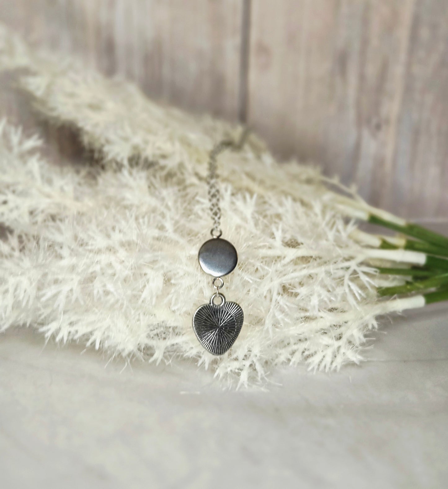 Heart Necklace • Handmade Resin Pendant with Yellow Crystal Bead • Nature-Inspired Jewelry