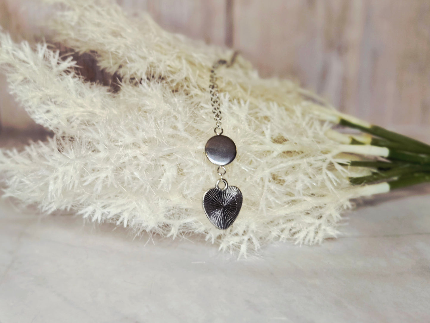 Heart Necklace • Handmade Resin Pendant with Yellow Crystal Bead • Nature-Inspired Jewelry