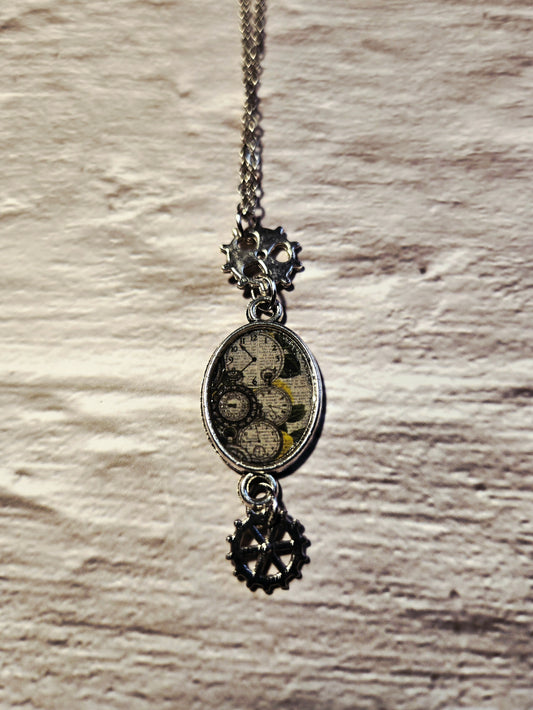 Steampunk Clockwork Pendant Necklace: Gothic Gear Charm Jewelry