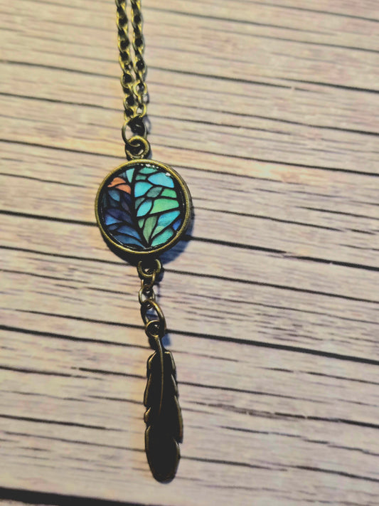 Stained Glass Leaf Pendant